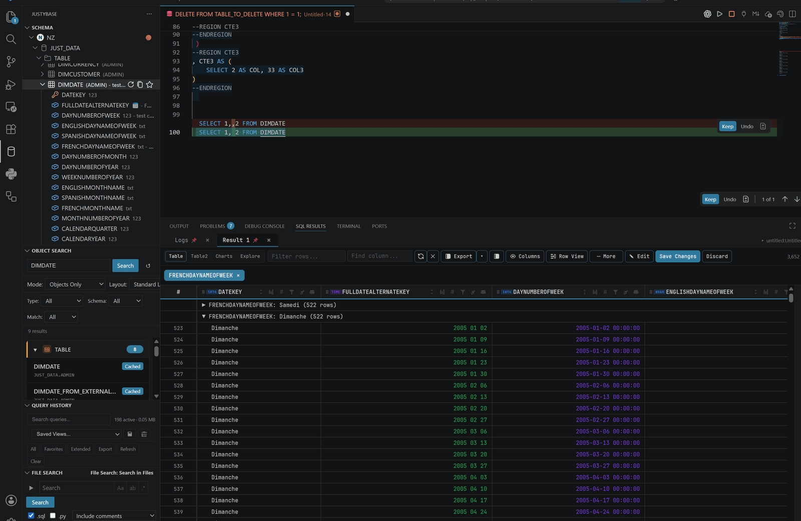 Connecting to a supported database and opening the JustyBase workspace